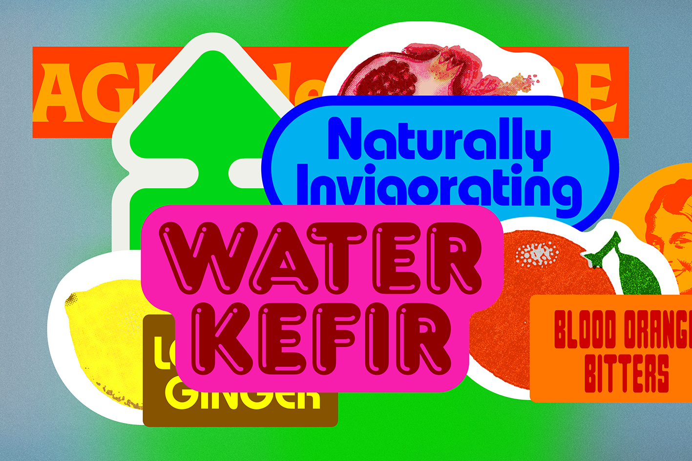 Logotype, typography, animation and packaging for fermented sparkling kefir water Agua de Madre designed by Chris Chapman. 
