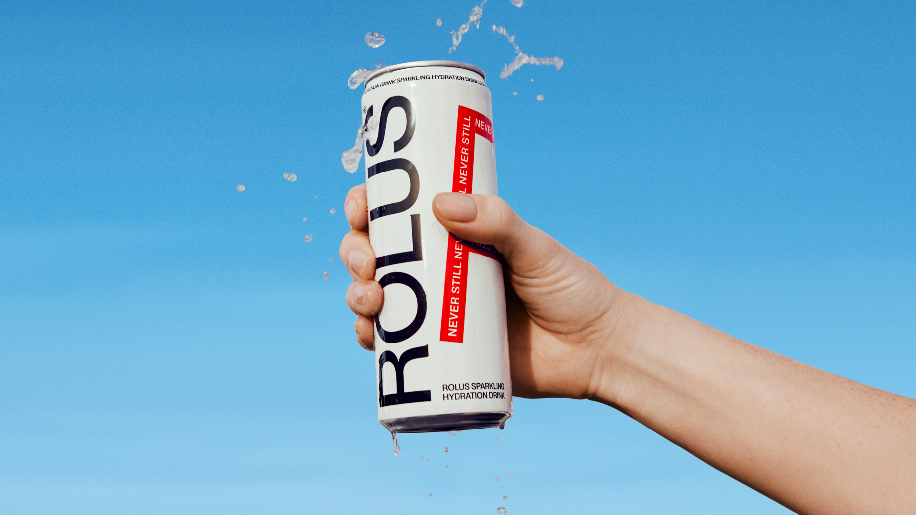 Logotype, packaging, posters and motion video for sparkling drink Rolus designed by Re