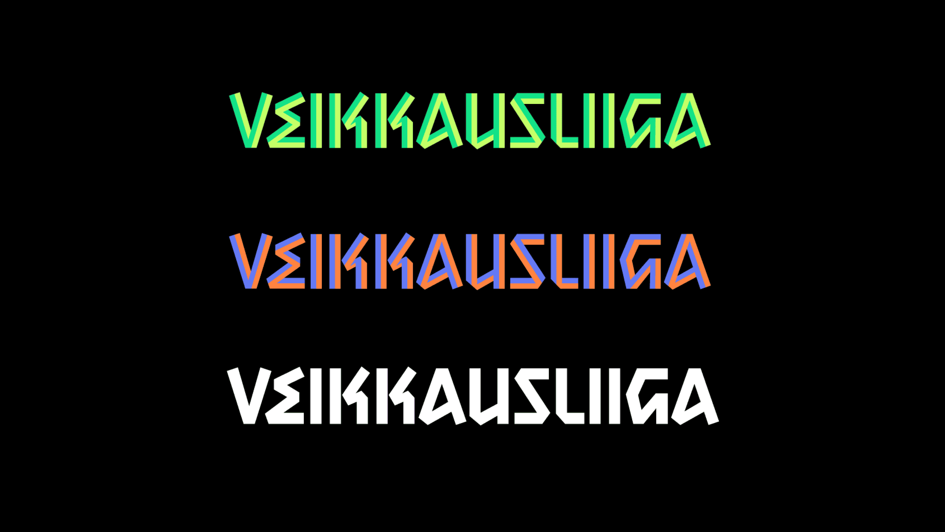 Logo, logotype, custom display typeface designed by Bond for the Finnish football league, Veikkausliiga.
