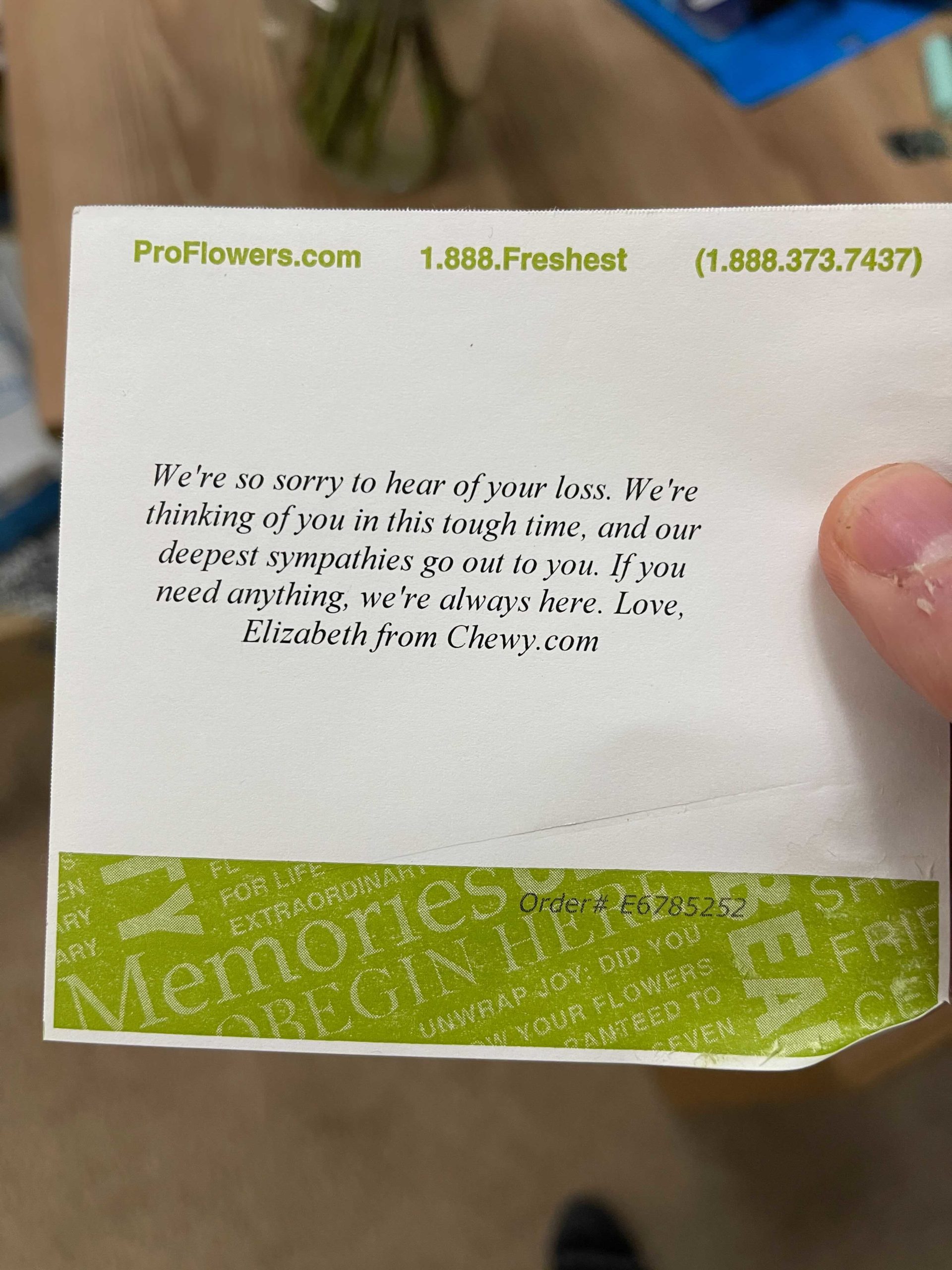 Note from Chewy.com