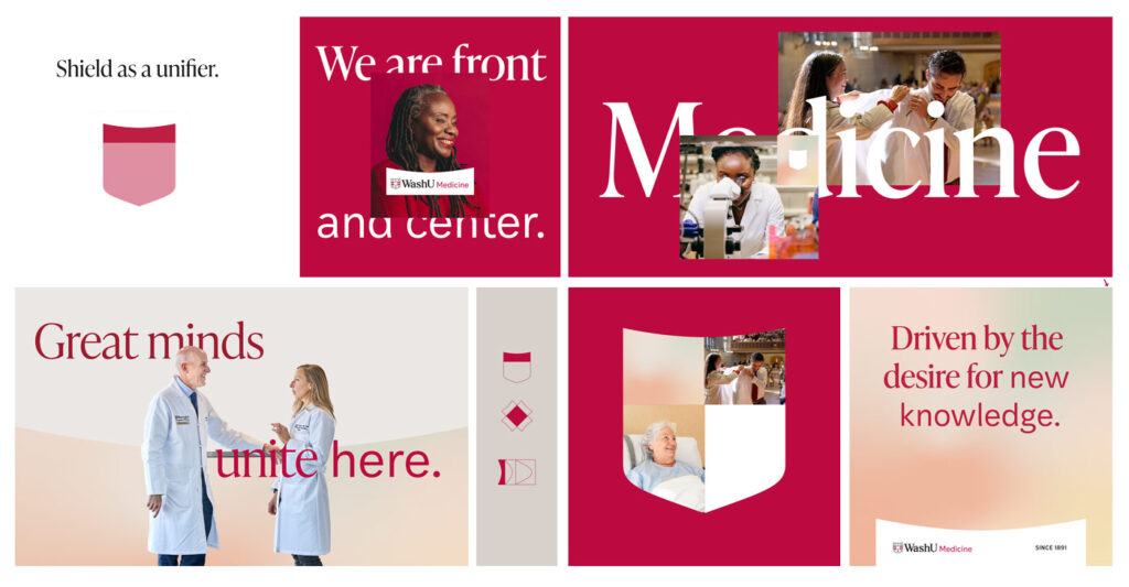 Early explorations of the WashU Medicine brand identity