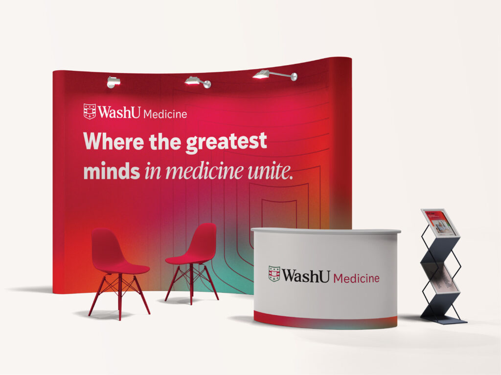 WashU Medicine brand applied to a booth design