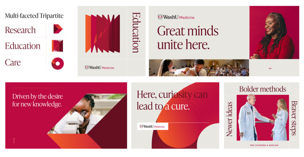 Early explorations of the WashU Medicine brand identity
