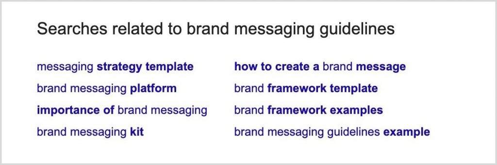 Related searches at the bottom of SERPs.