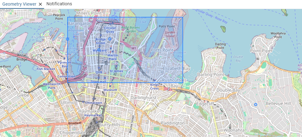 Map of Sydney city center and surroundings
