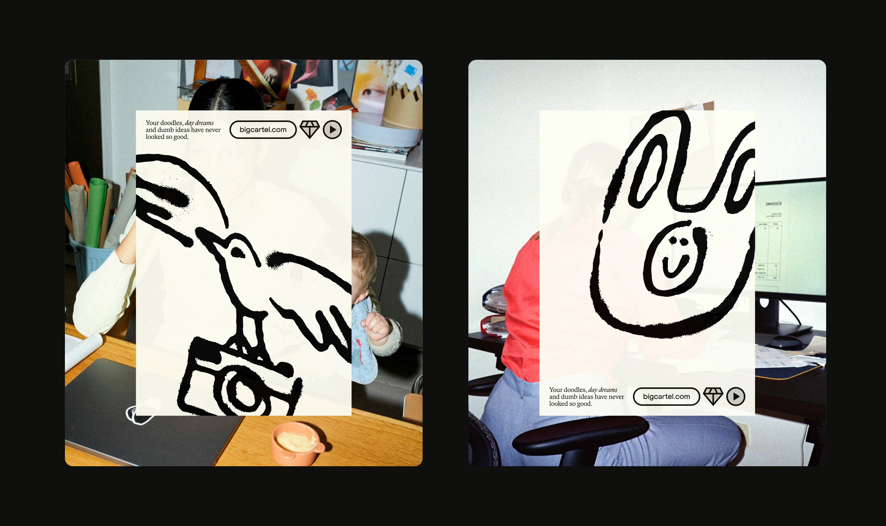 Logotype, illustration, digital and posters for e-commerce platform Big Cartel designed by How&How