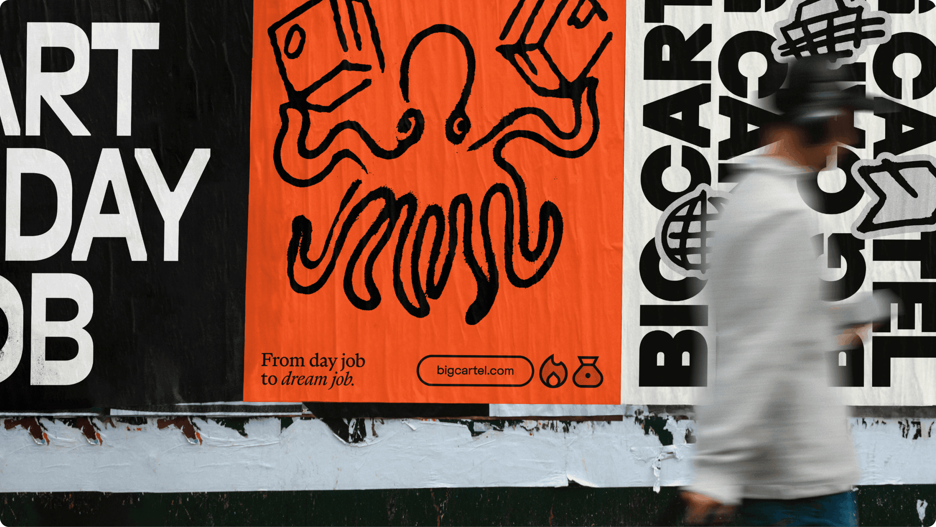 Logotype, illustration, digital and posters for e-commerce platform Big Cartel designed by How&How