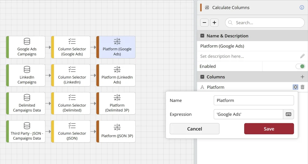 Campaign data workflow for multiple ad platforms