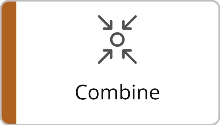 Arrows pointing inward symbolizing combine.